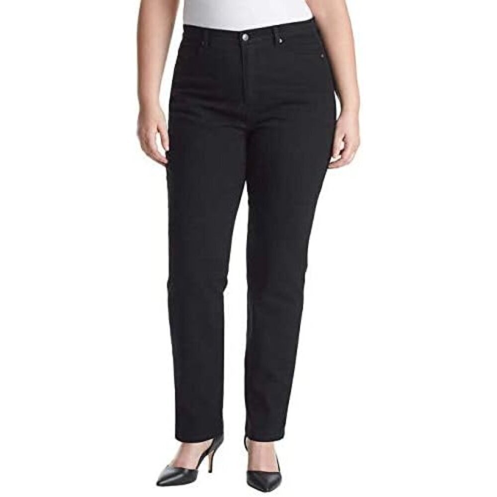 Ladies Denim Jeans Cotton Polyester Spandex Tapered Mom Dark Black